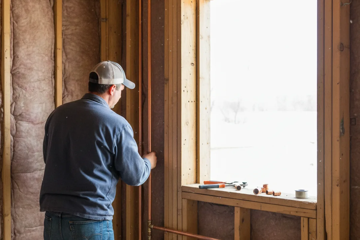 Licensed plumber running new copper supply lines in a Mocksville home