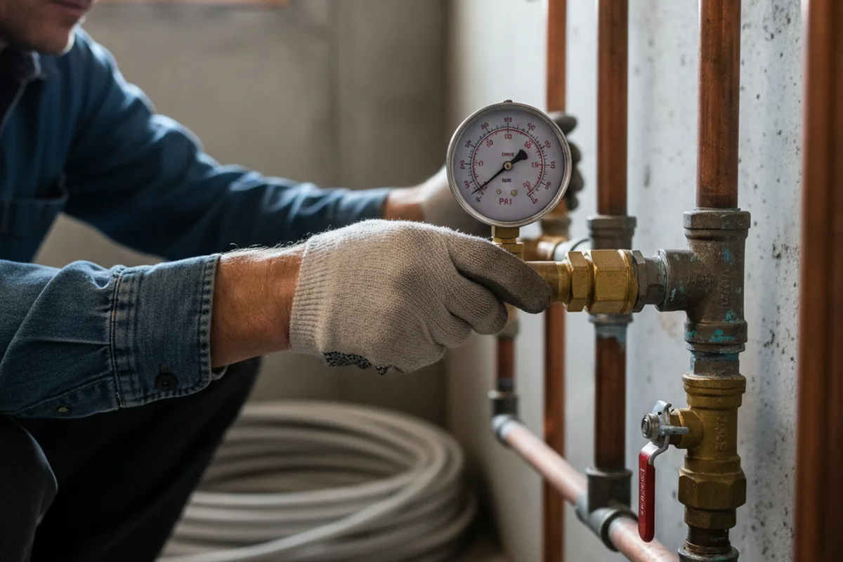 Pressure testing a repaired line during Water Line Repair in Mocksville